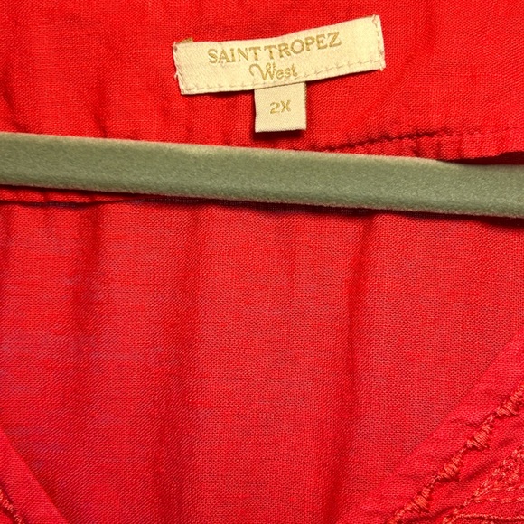 Linen blend sleeveless tunic with embroidery - Picture 3 of 4